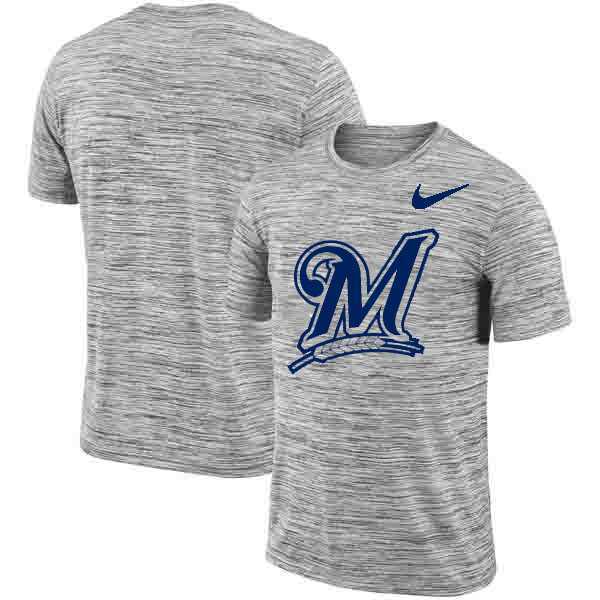 Milwaukee Brewers Nike Heathered Black Sideline Legend Velocity Travel Performance T-Shirt,We sell and wholesale Milwaukee Brewers Nike Heathered Black Sideline Legend Velocity Travel Performance T-Shirt on line form chian!